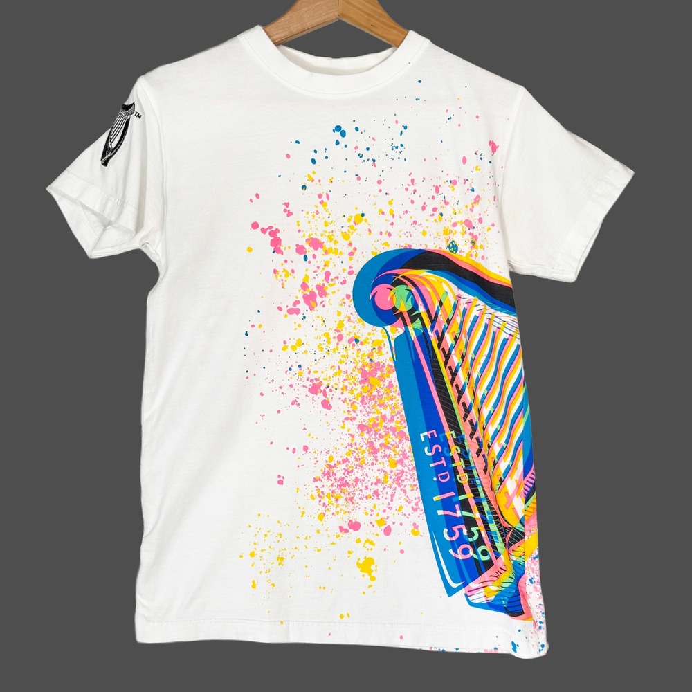 Guinness x Aches Graphic Art T-Shirt Mens XS Neon Artist Collab